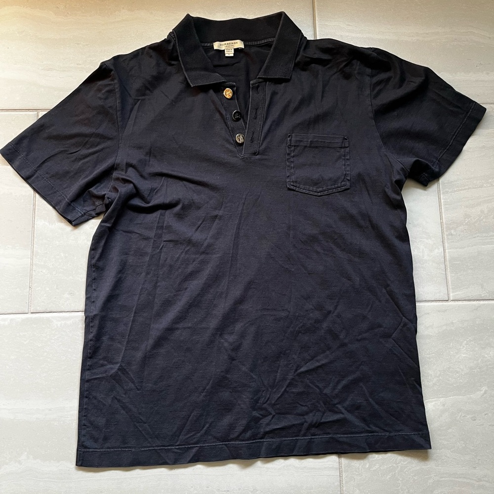 navy blue Burberry polo shirt